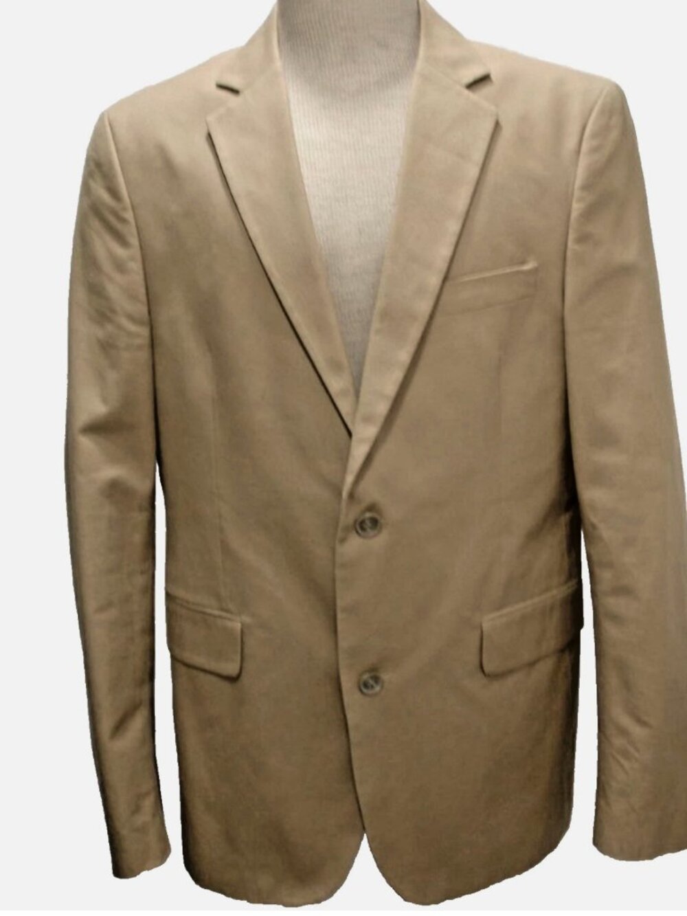 Claiborne Khaki Tan Mens 44 Blazer 100% Cotton Suit Jacket Sport Coat Work NWOT